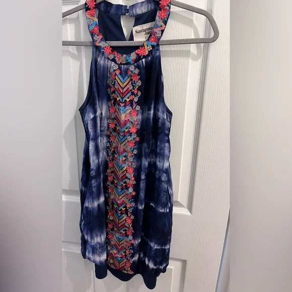 Savanna Jane | Dresses | Savannah Jane Boho Floral Embroidered Halter Dress  W Pockets Keyhole Size S | Poshmark